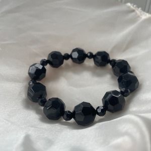 Vintage 1950s 1960s Black Beaded Bracelet